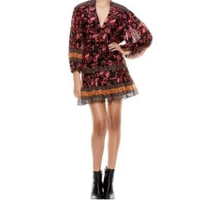 NWOT alice + olivia Floral Mini Long-Sleeve Sedona Dress